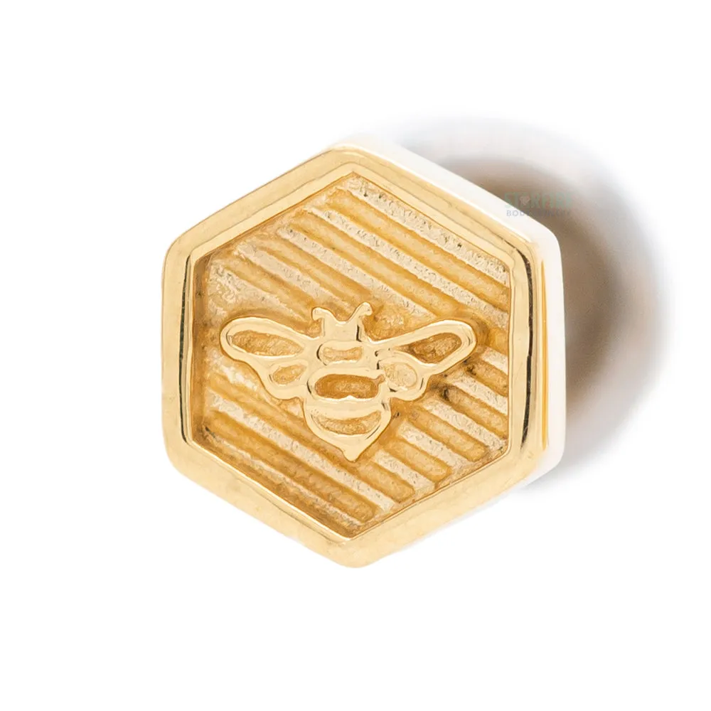 Bee Hexagon in Gold - on flatback