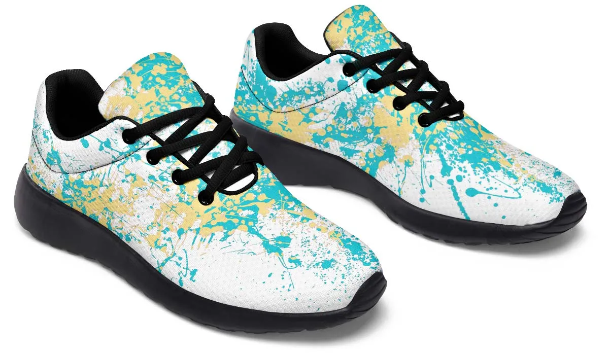 Beige Aqua White Splatter