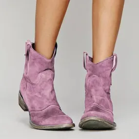 Bottes en Cuir légantes à Talon Bas pour Femmes