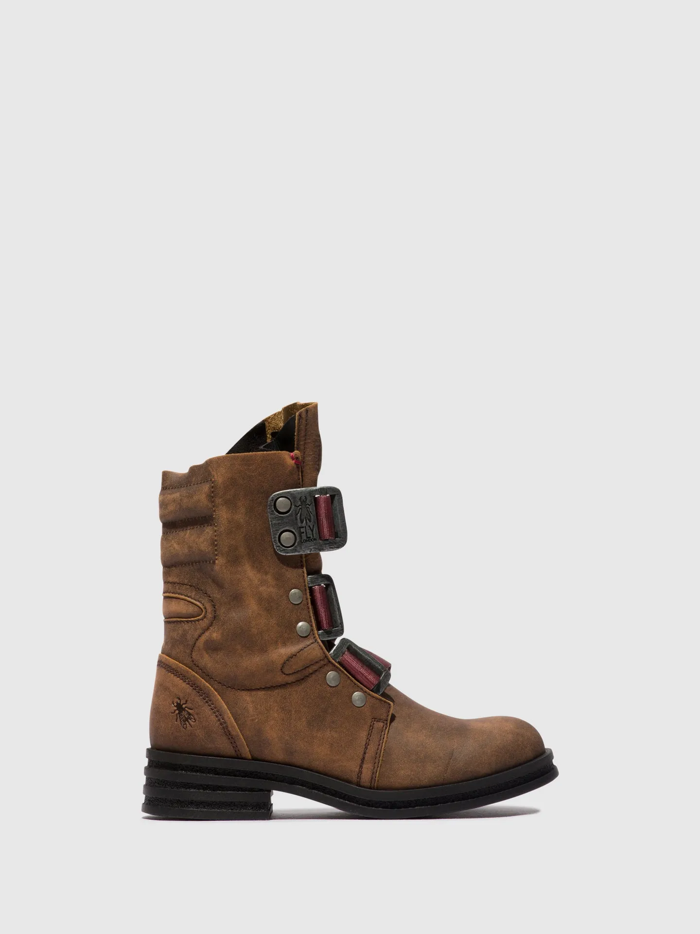 Buckle Ankle Boots KIFF682FLY BROWN