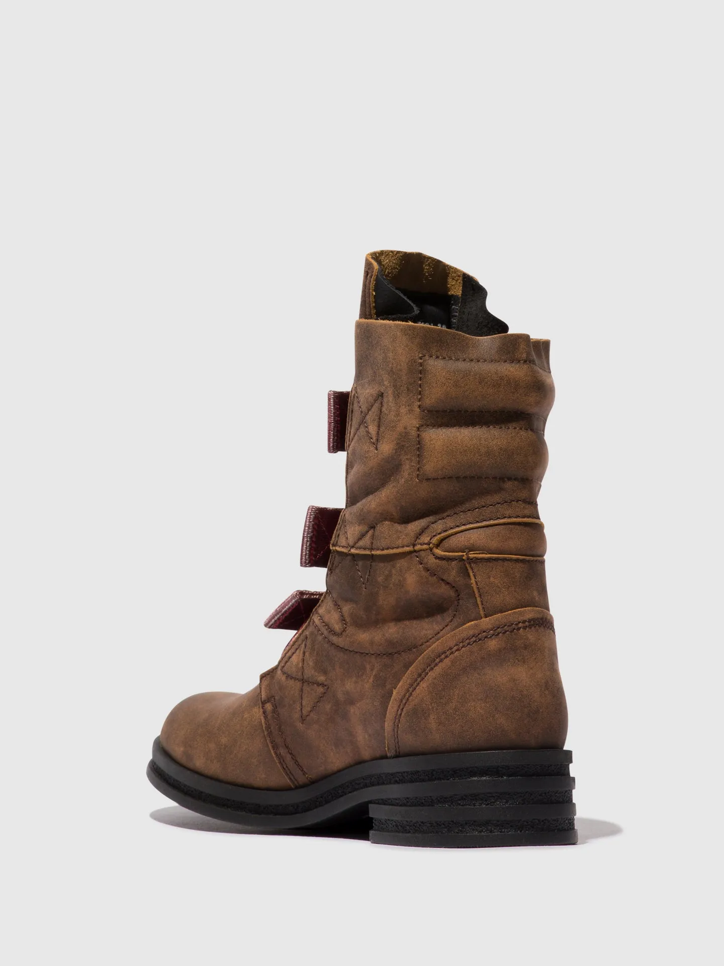 Buckle Ankle Boots KIFF682FLY BROWN