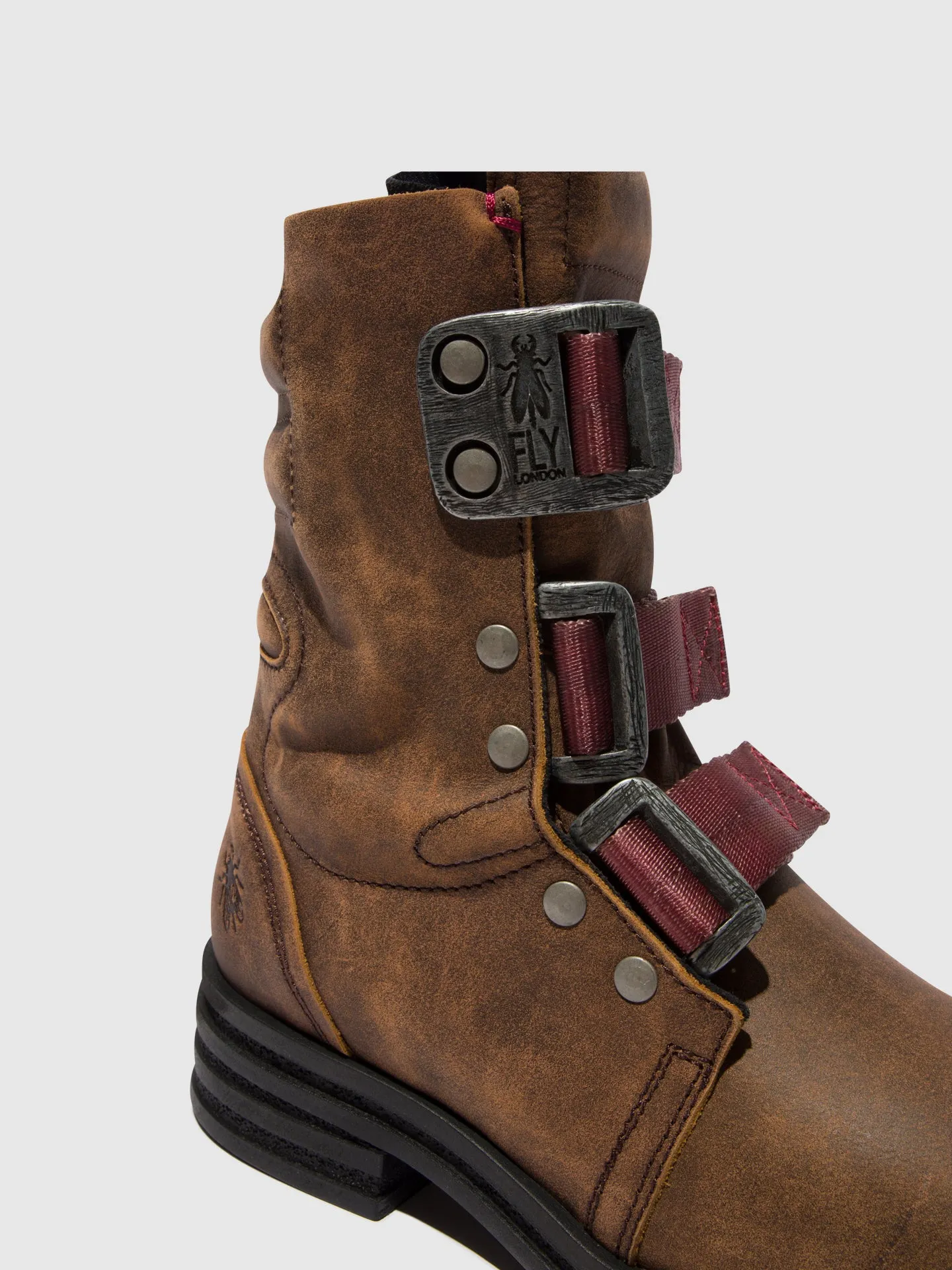 Buckle Ankle Boots KIFF682FLY BROWN