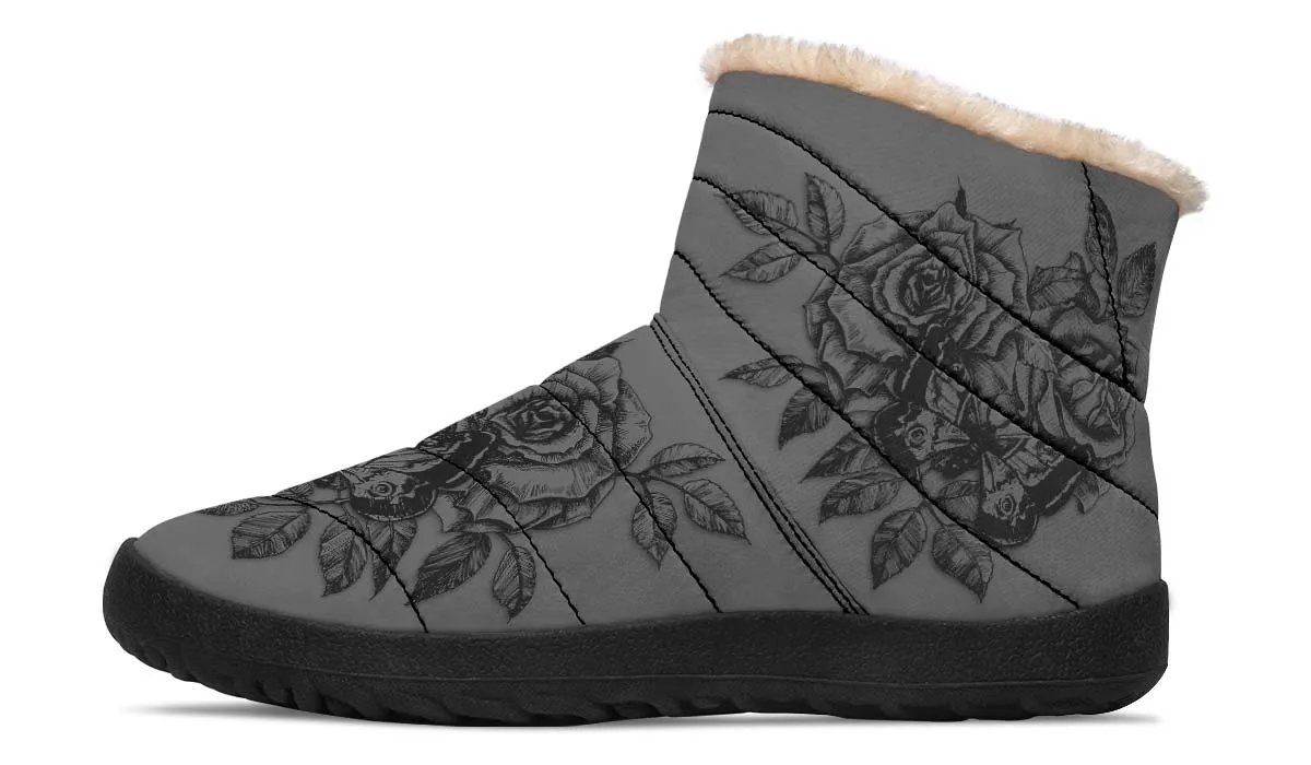 Butterfly And Rose Grey