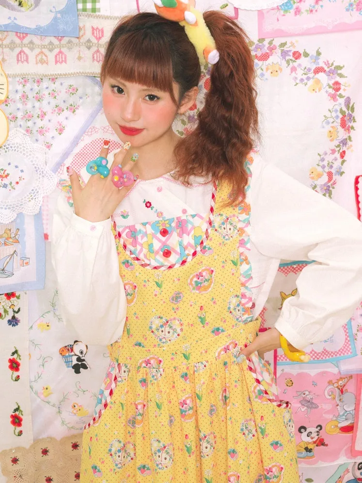 Cat Print Lace Apron Skirt