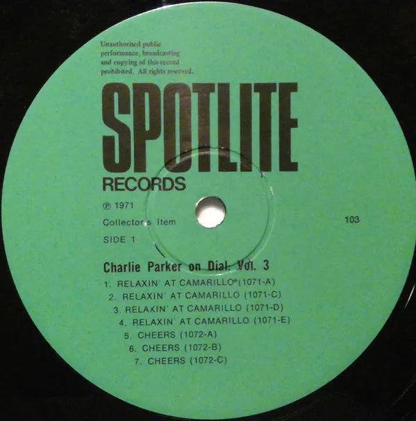 Charlie Parker ~ Charlie Parker On Dial Volume 3