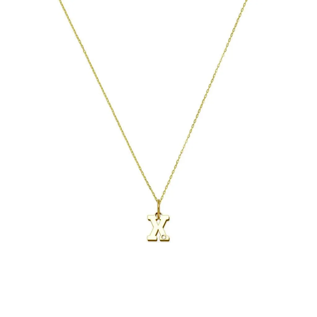 Collar con inicial con Diamante Oro