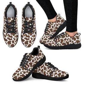 Cow Print Womens Athletic Sneakers Black