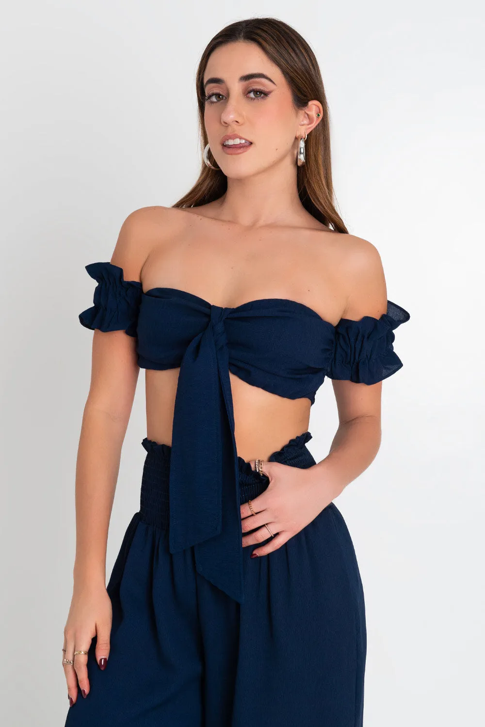 Crop top de escote corazón con nudo