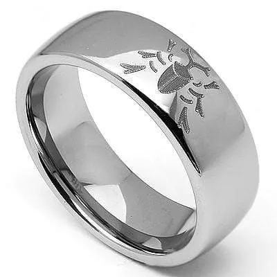 ELEGANT  BEATLE LASER ENGRAVED TUNGSTEN CARBIDE RING