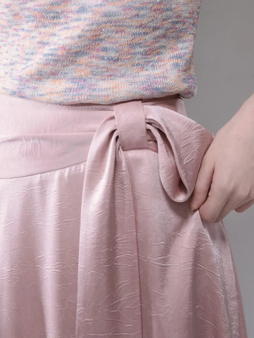 Embossed Satin Irregular Hem Skirt
