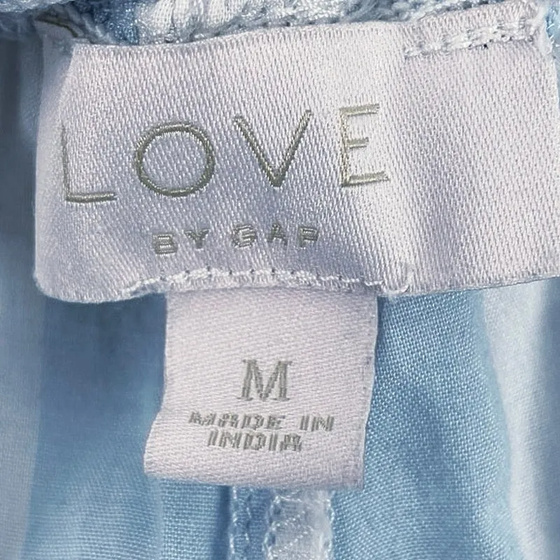 Gap LOVE Blue White Stripe Drawstring Waist Tassels Lounge Sweat Shorts Size M