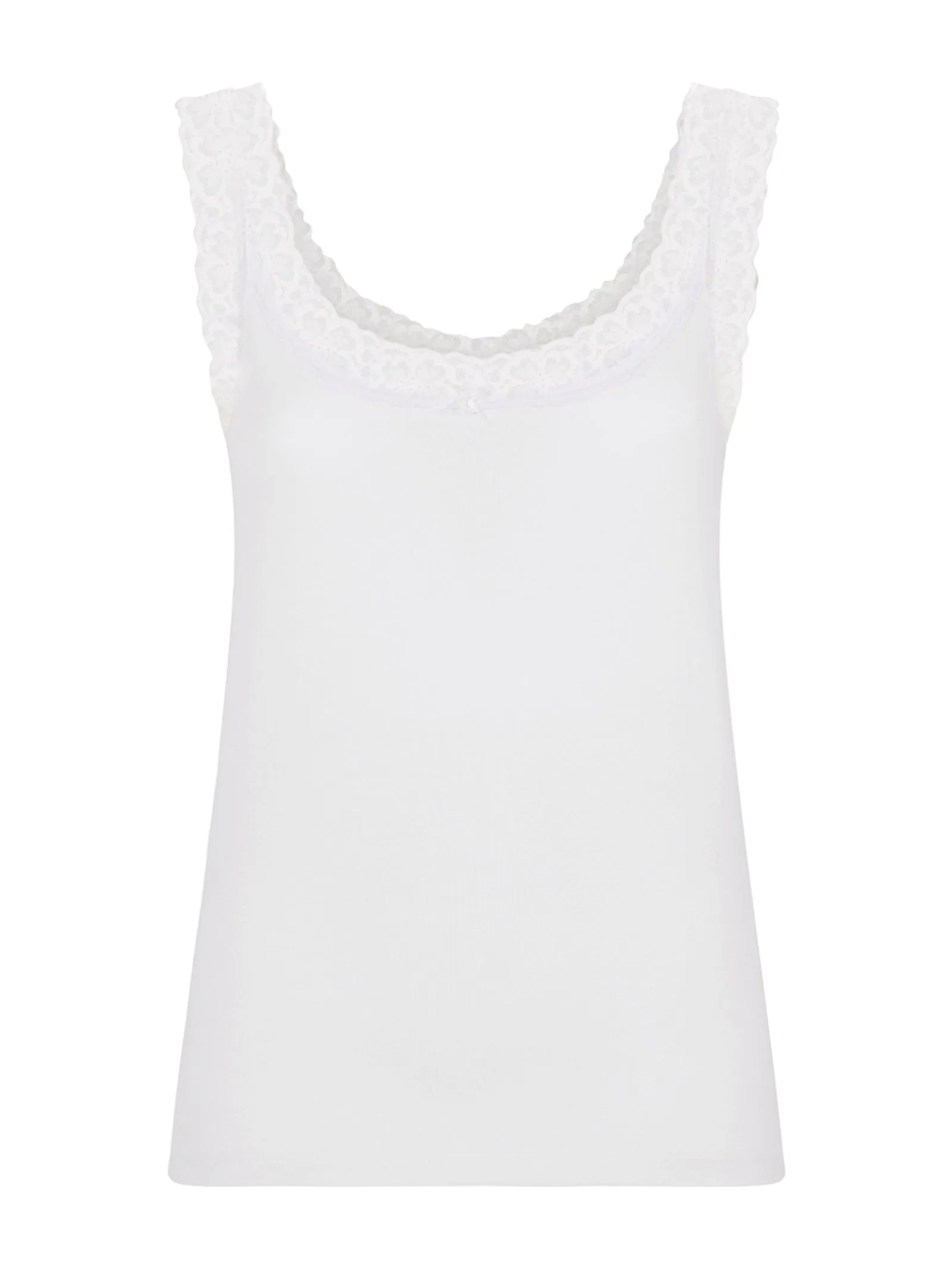 Laize - Canottiera in cotone elasticizzato e pizzo - Bianco