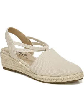LIFE STRIDE VELOCITY Womens Beige Shock Absorption Comfort Stretch Katrina Almond Toe Wedge Slip On Espadrille Shoes M
