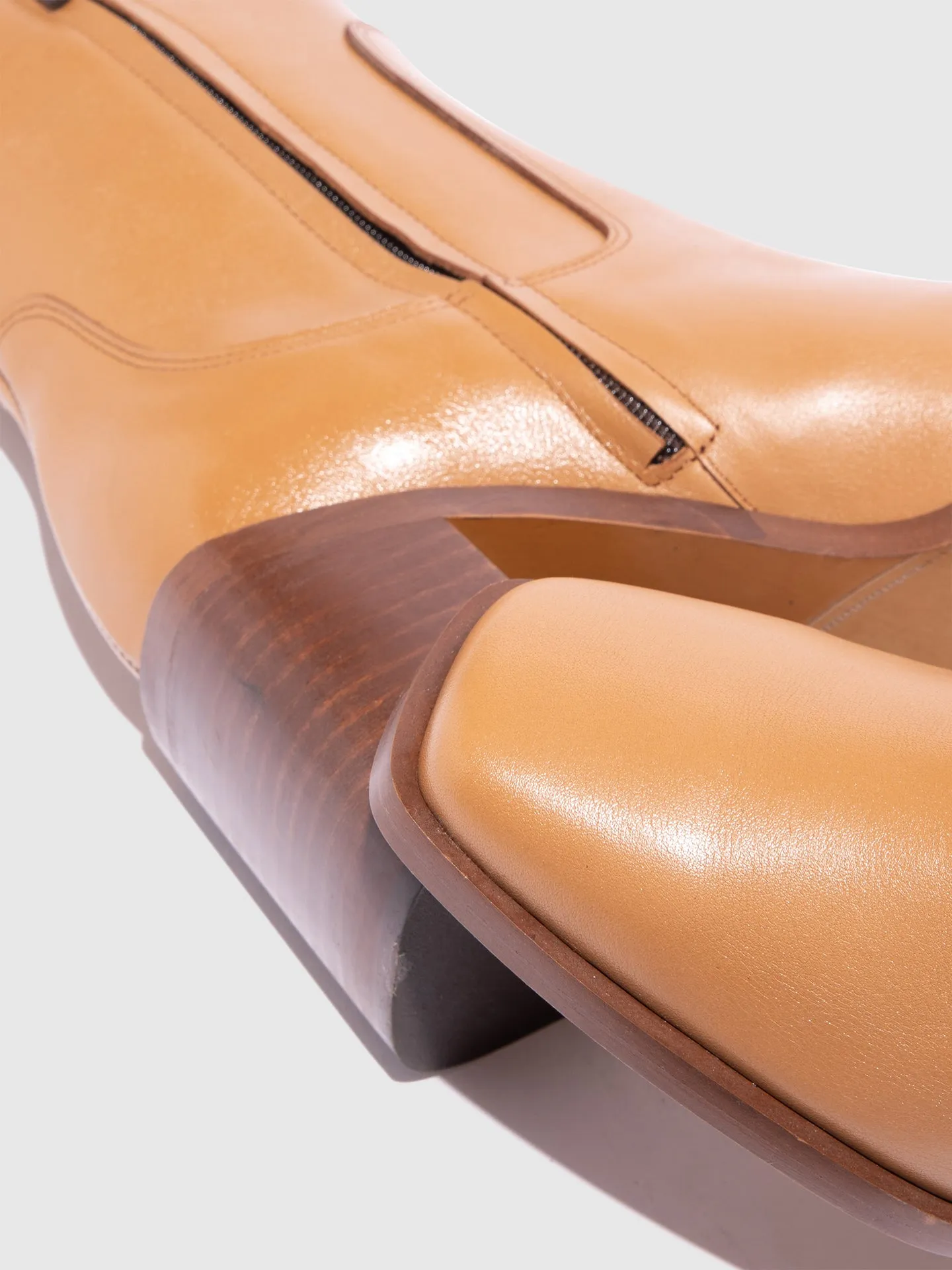 Natural Zip Up Ankle Boots