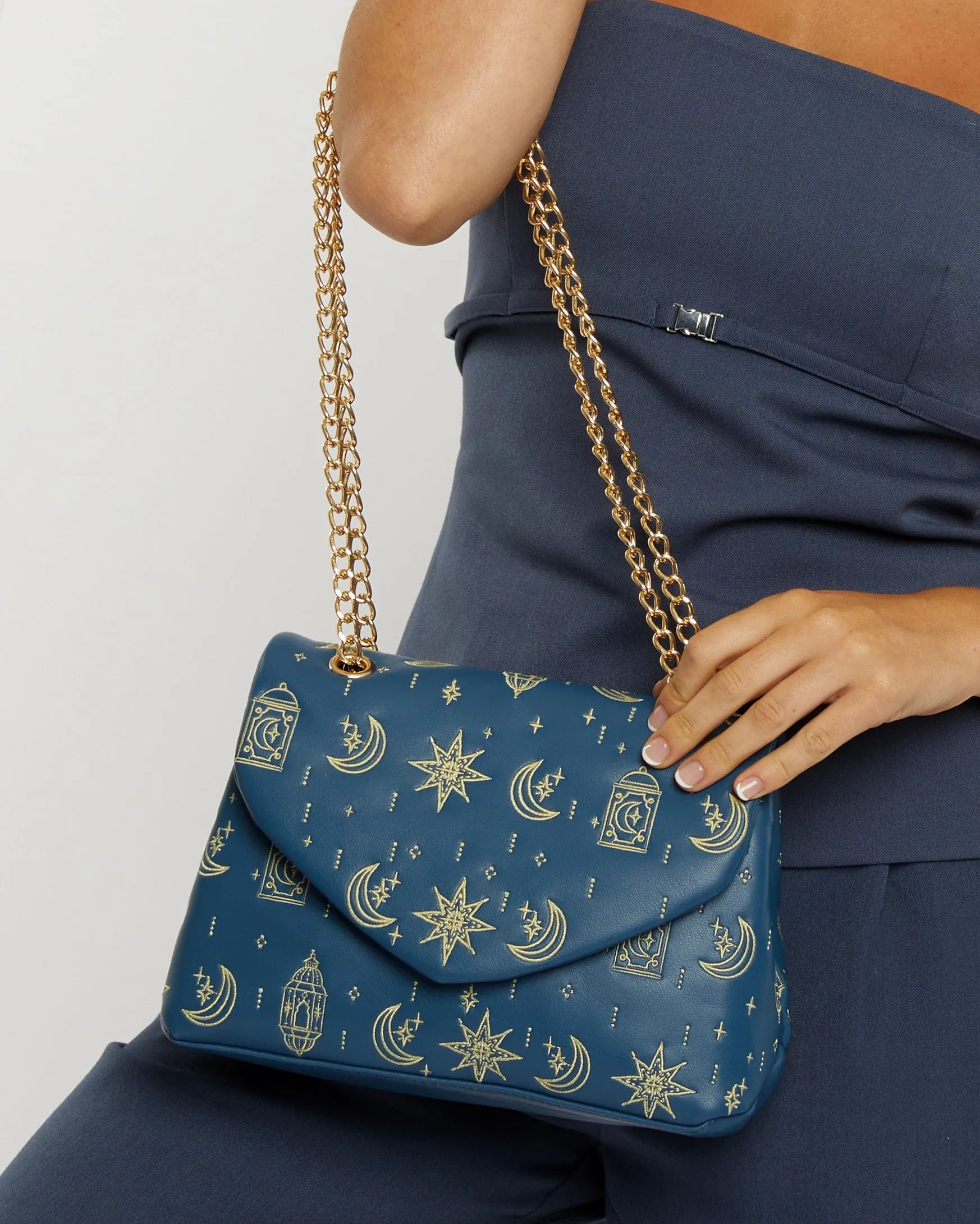 Navy Malia Chain Crossbody Bag