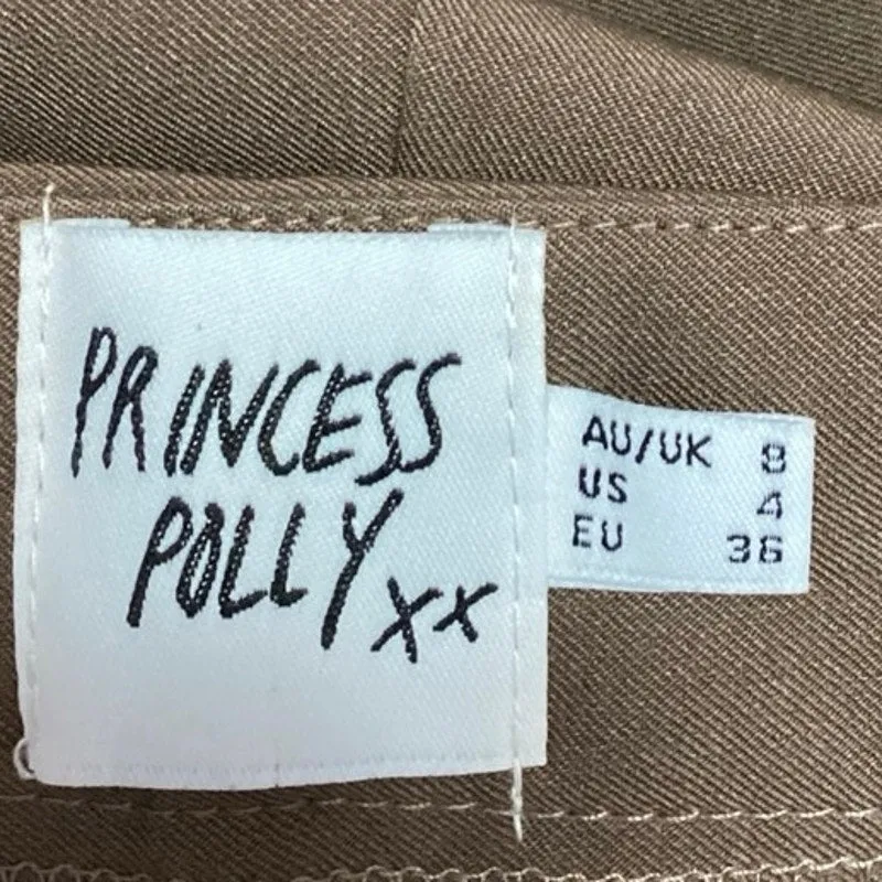 Princess Polly Women's Brown High Rise Front Pleated Wide Leg Dress Pants Size 4