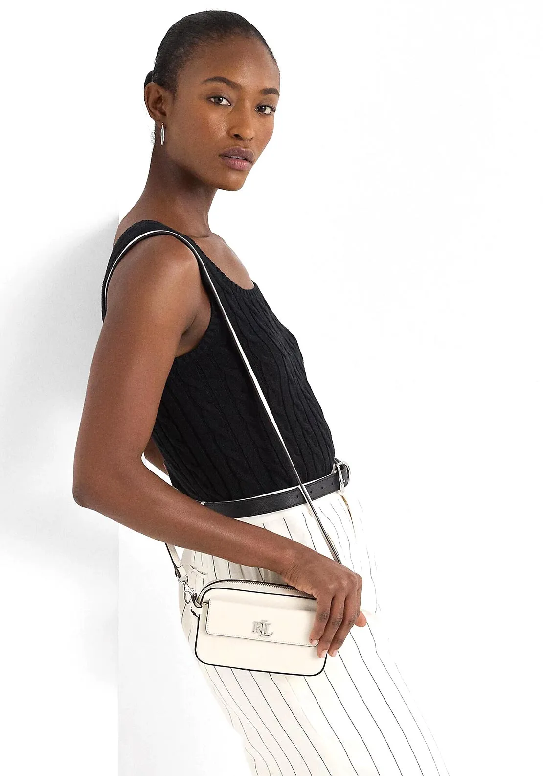 Ralph Lauren Marcy Leather Convertible Crossbody, Soft White