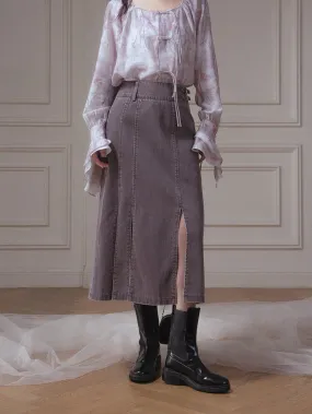 Slit A-Line Denim Skirt