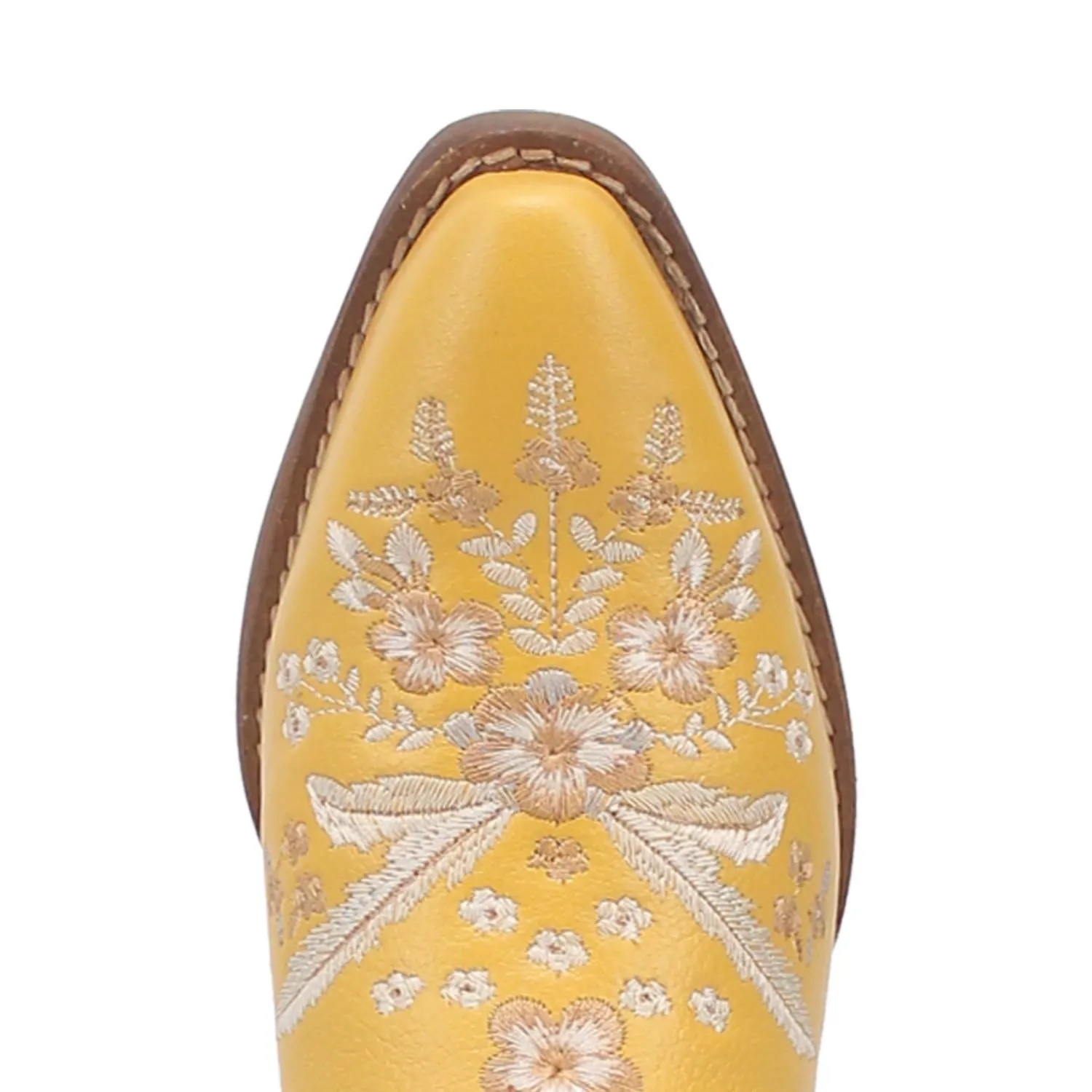 Wildflower Yellow Embroidered Floral Leather Mules (DS)